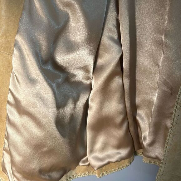 TERRY LEWIS CLASSIC Women's Tan Suede Jacket braided stitch trim boho‎ - Picture 7 of 10